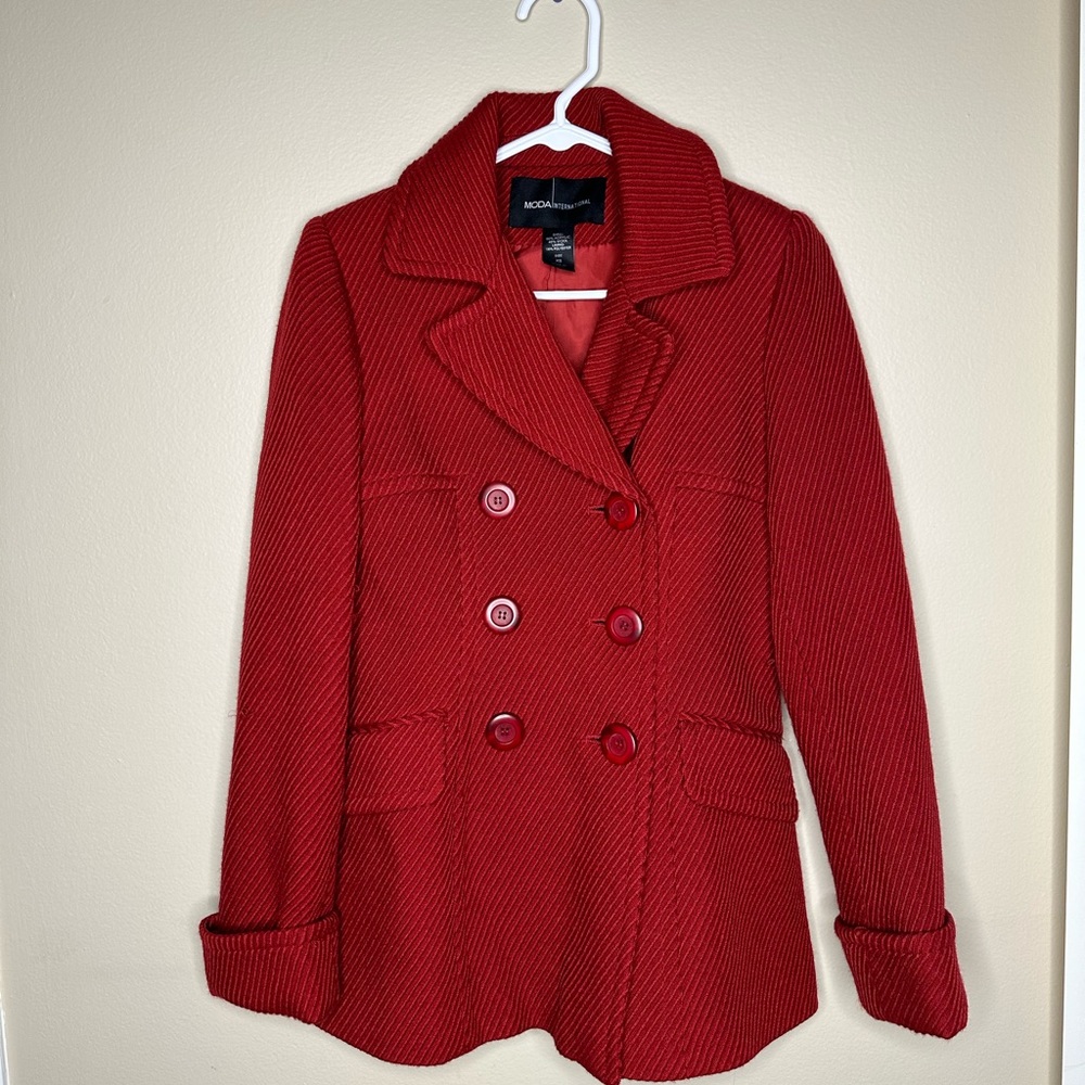 Victoria Secret MODA International red pea coat sale‼️‼️